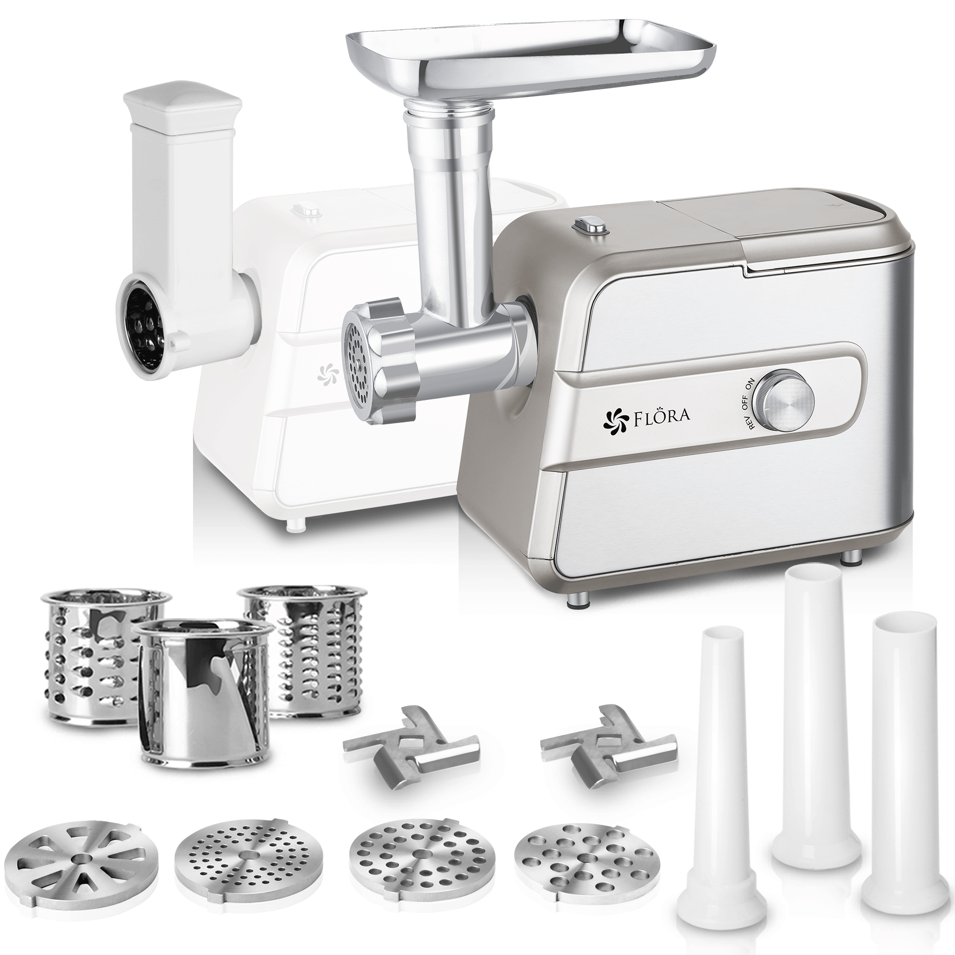 Flora Max 3000W Electric Meat Mincer Sausage Kibbe Maker Slicer Shredder Kit