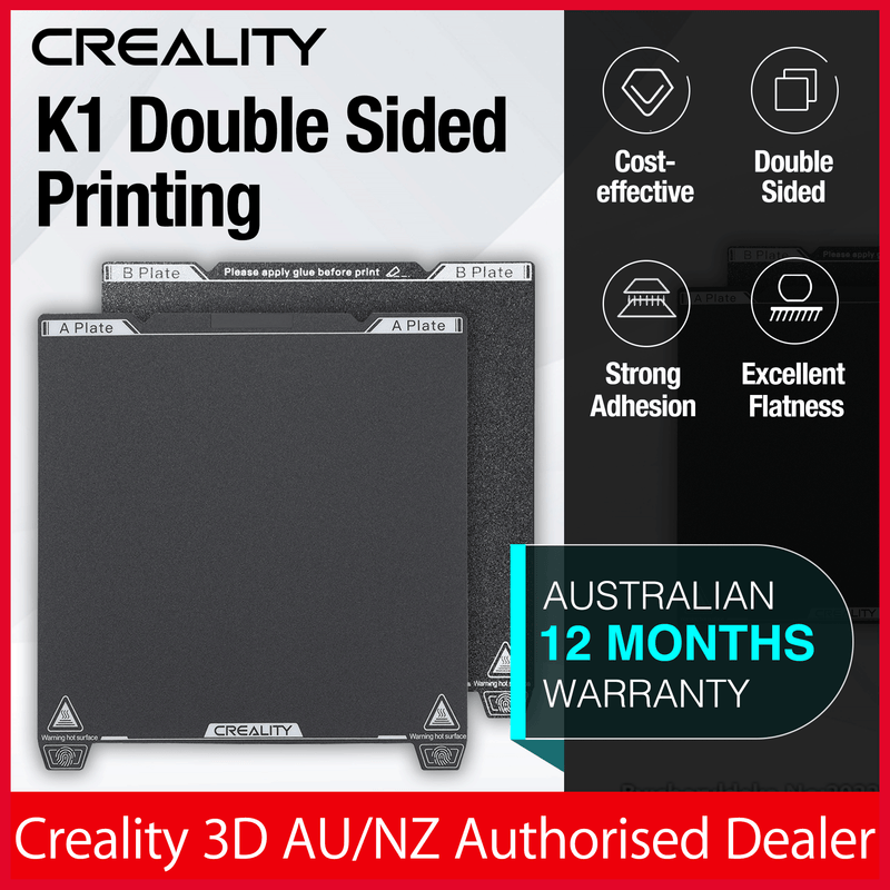 Creality K1 3D Printer Double Sided Printing Bed（coated PEI and textured sticker）with Smooth PEI Build Plate Kit 235 * 235mm-AU Stock