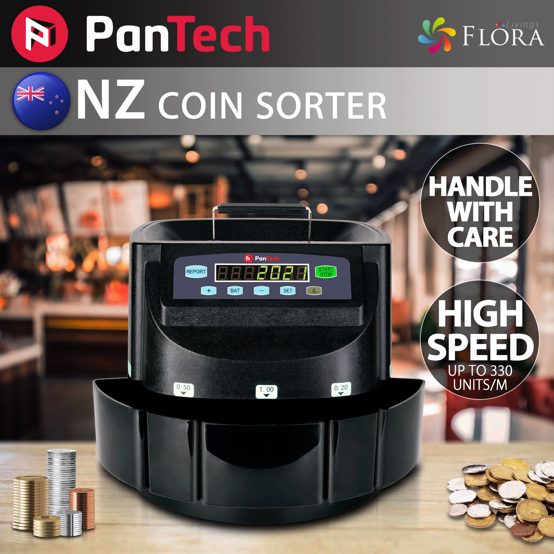 PanTech New Zealand NZ Coin Sorter Counter Automatic Electronic Counting Machine