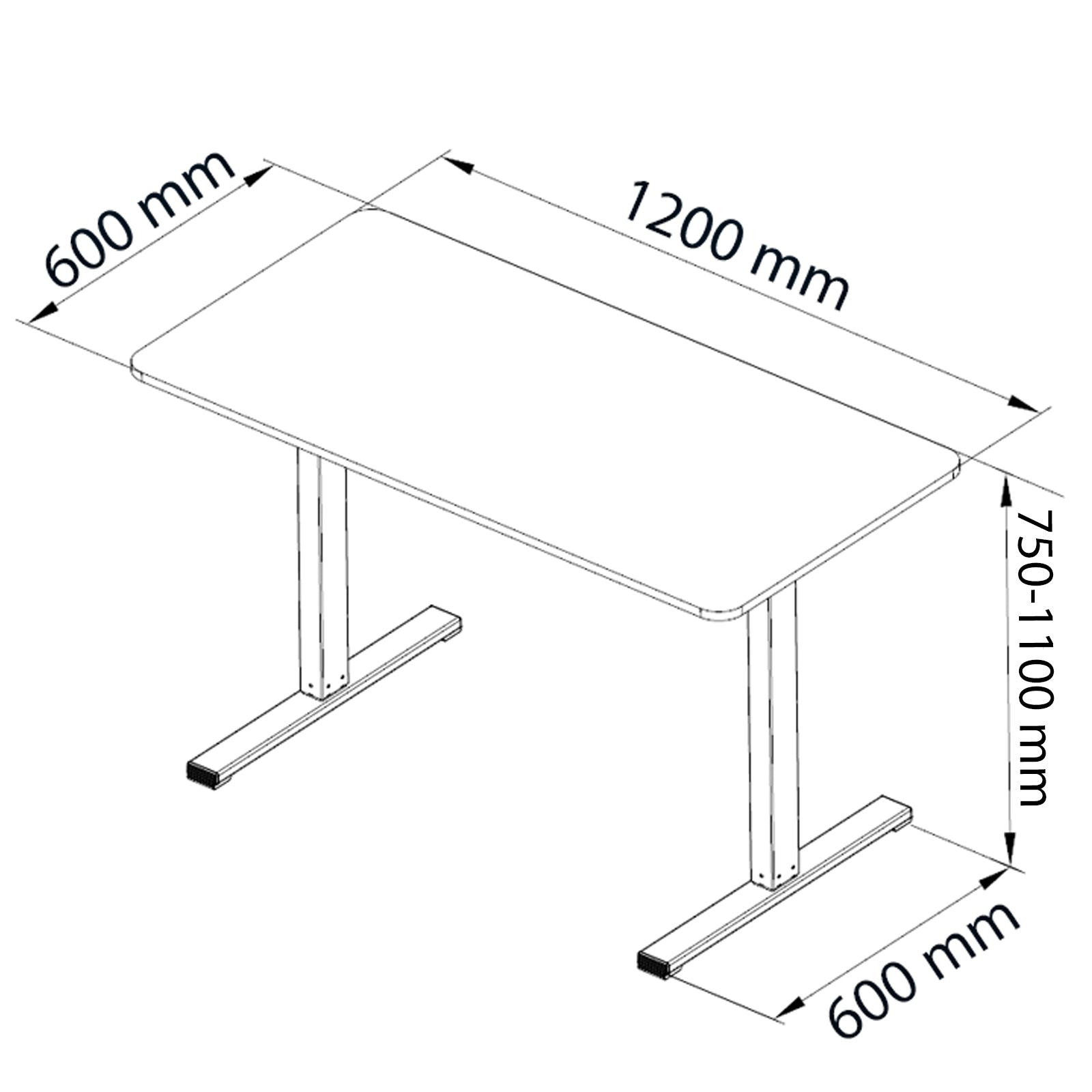PanTech Standing Desk with Single Motor-Ergonomic Sit-Stand up Desk, 120x60 cm Desktop, Sturdy Steel Frame, Customizable Height (75-110 cm), Ideal for Home Office & Workspaces