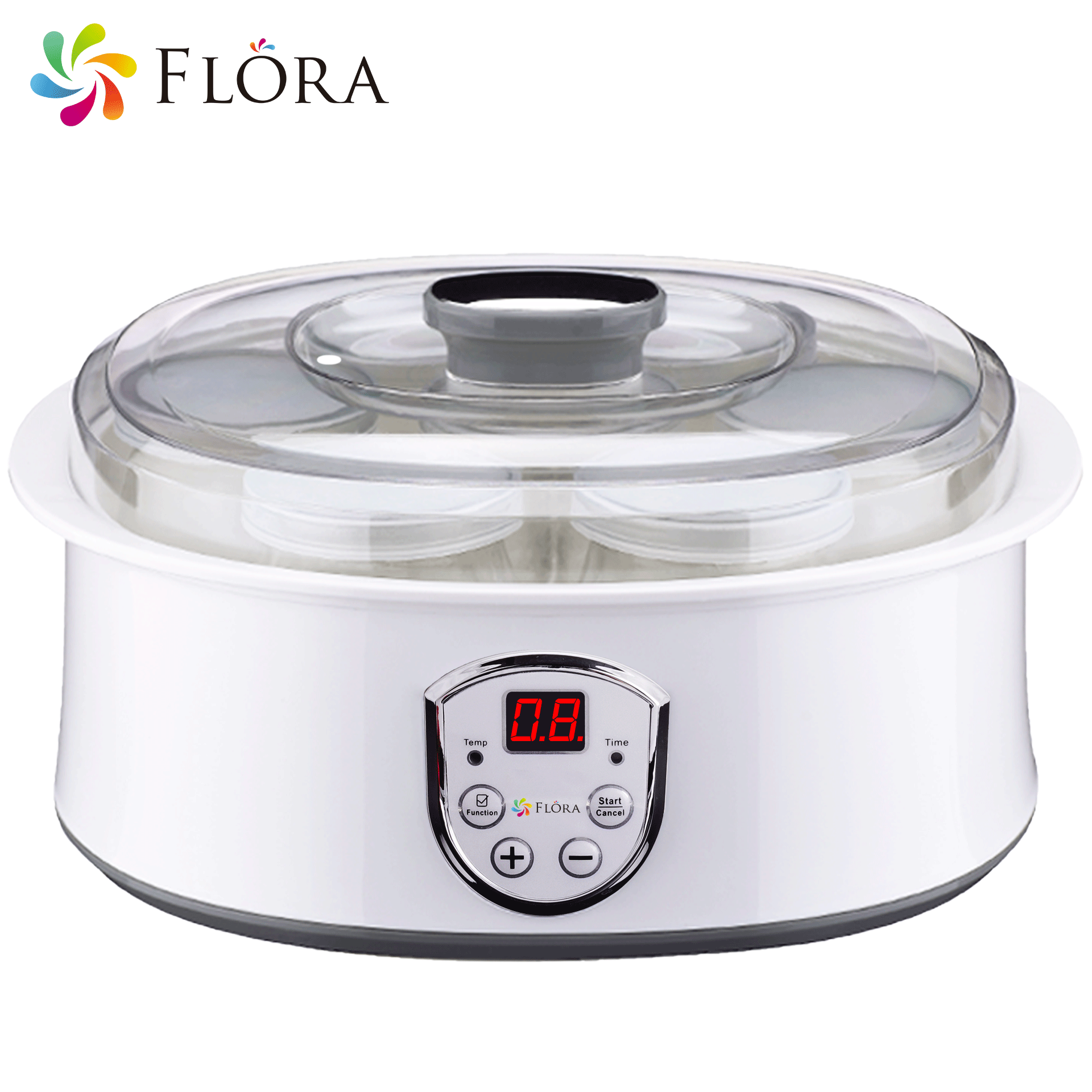 Flora Yoghurt Maker Machine-Electric Automatic Yogurt Making Machine-Large Capacity 1.5L with Natto/Rice Wine Function7 Glass Jars-Home Organic Yogurt Incubator- Fermented Curd Maker-FL-YME-715