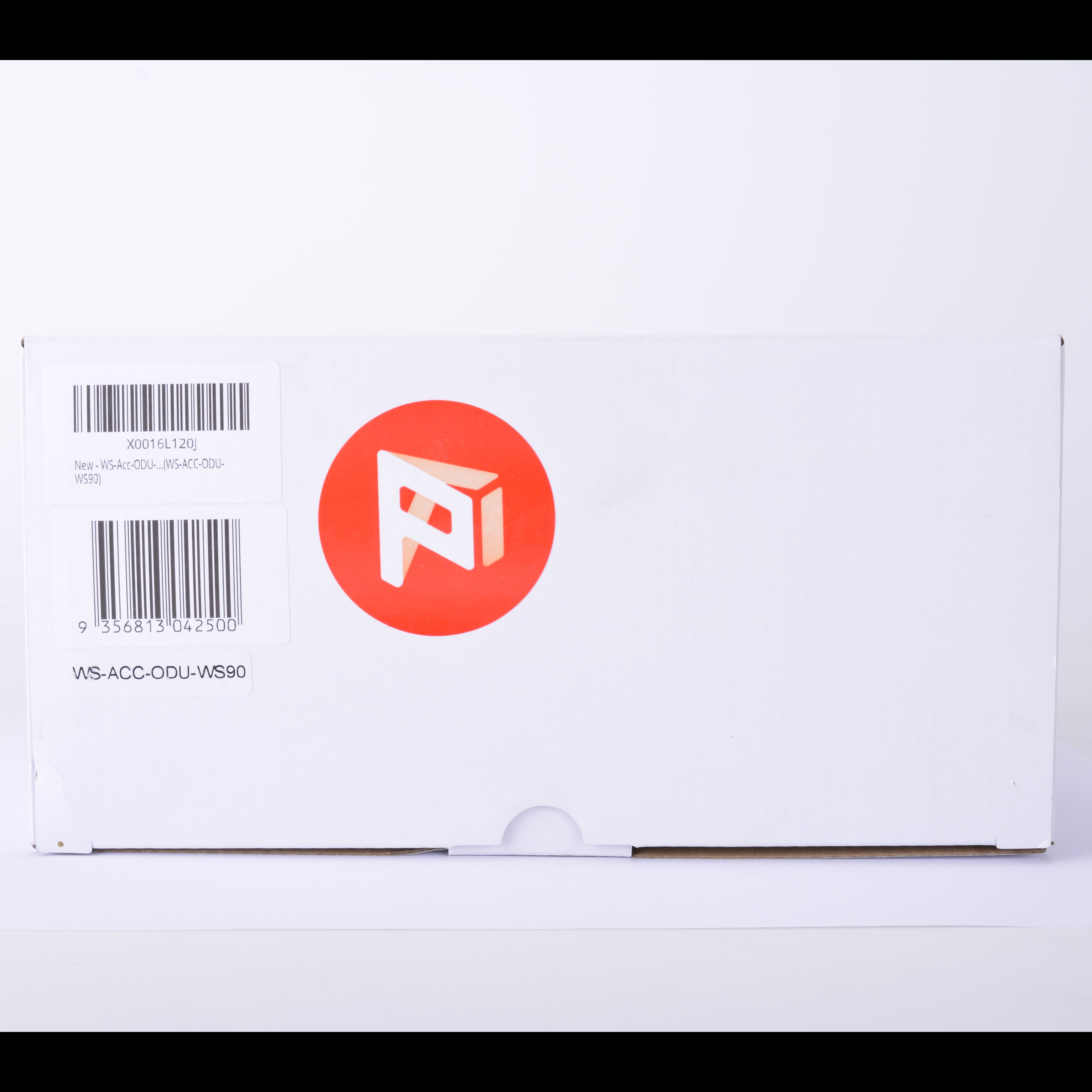 White box with a red logo and barcode on a white background