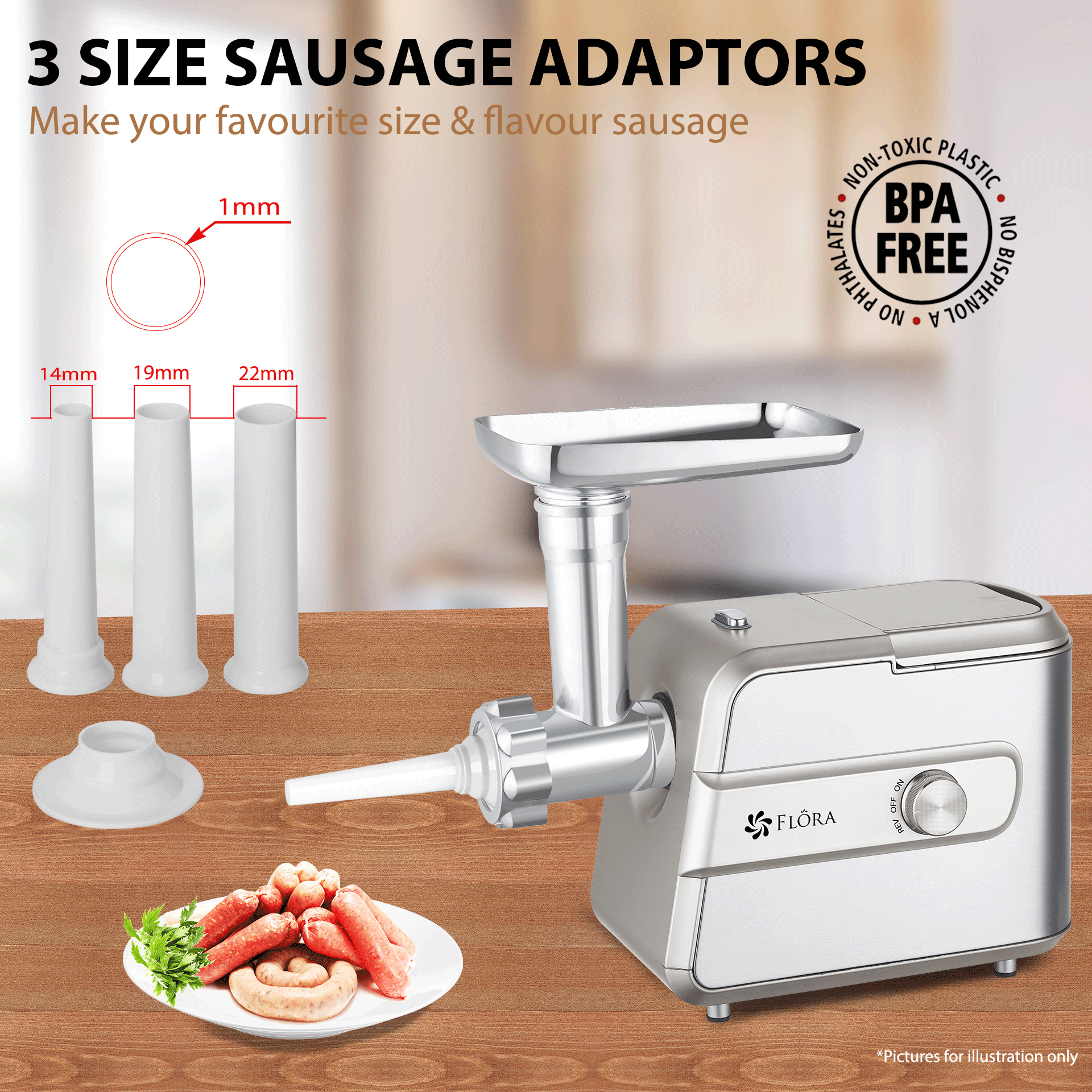 Flora Max 3000W Electric Meat Mincer Sausage Maker Slicer Shredder Tomato Sauce - AU STOCK