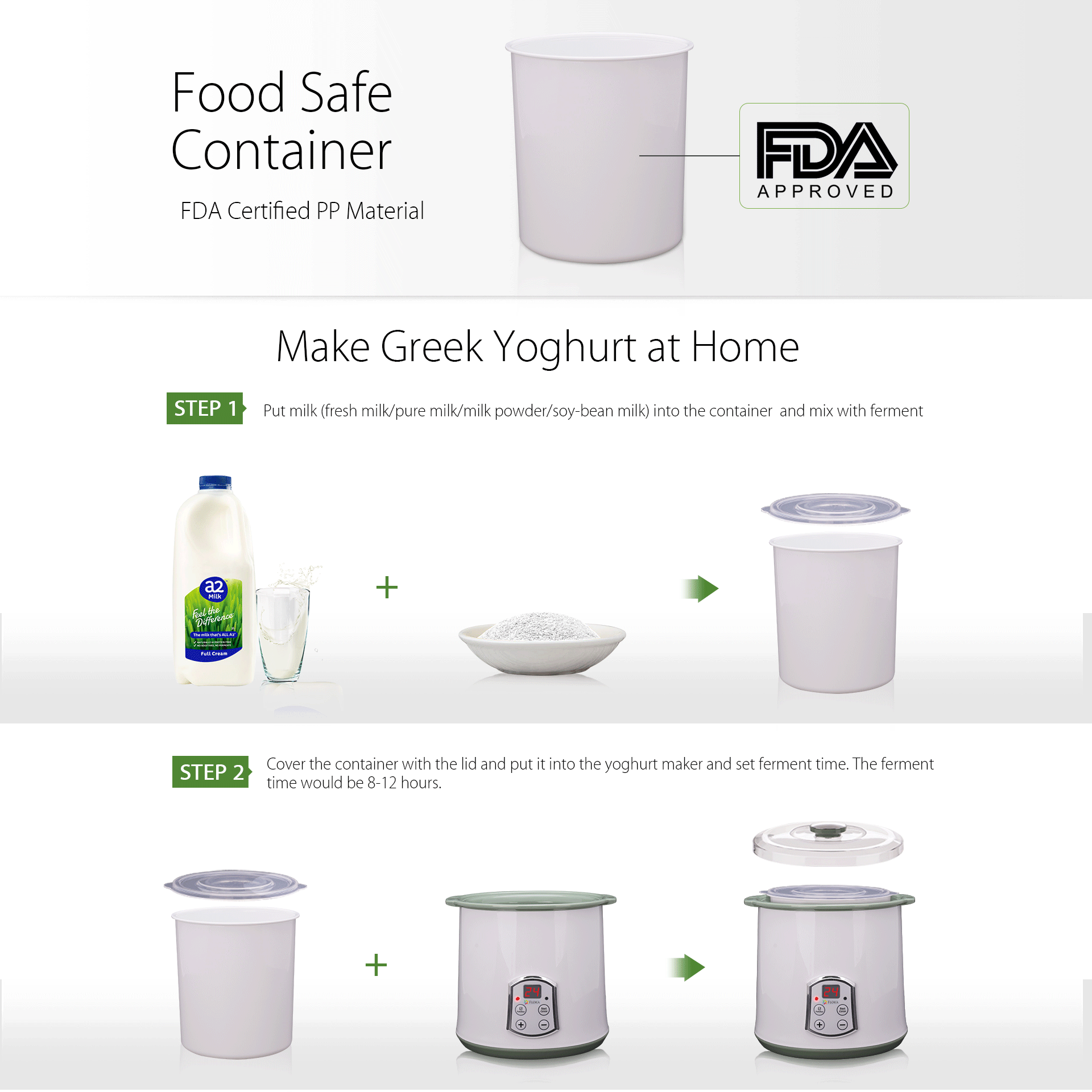 Flora Yoghurt Machine-Yogurt Maker Machine with 2L Capacity Jar-Electric Automatic- -Home Made Yoghurt Strainer-Fermented Curd Maker-Kitchen Tool for Rice Wine DIY Food Grade-FL-YME-120