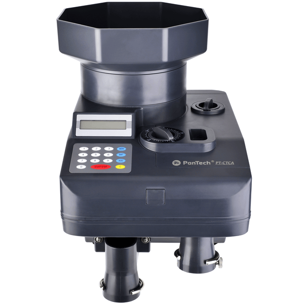 PanTech High-Speed Token Coin Counter Machine with 2300 Coins/Min. Accommodating Thicknesses from 1.0 to 3.5 mm and Diameters ranging from 15 to 35 mm