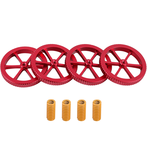 Creality Red Manually Leveling Wheel Screw Nut + Yellow Hotbed Spring x4 Package