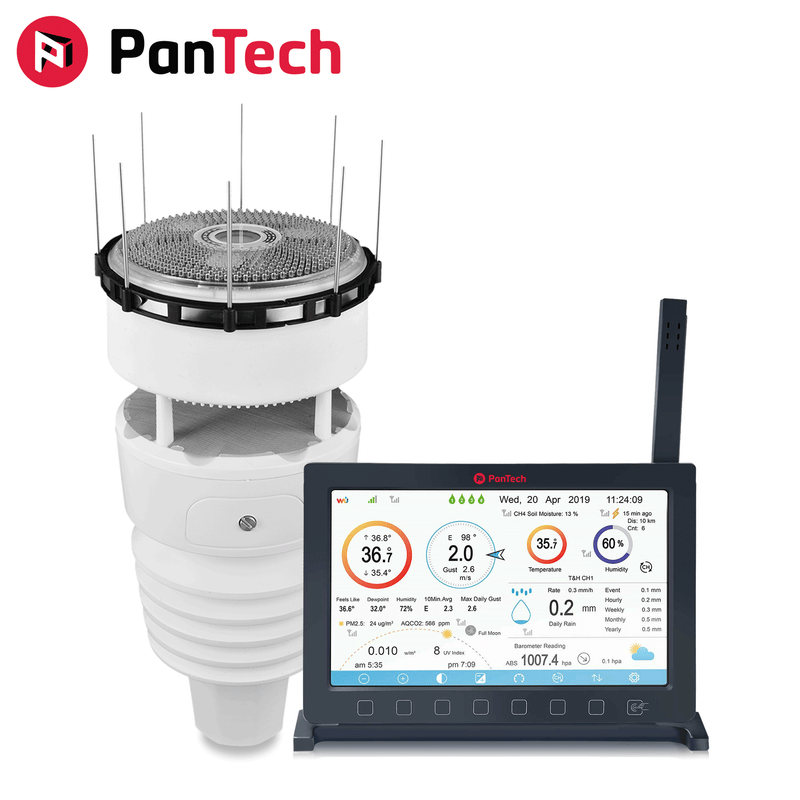 PanTech Weather Station HP2564 - 4th Gen Indoor Outdoor Weather Station with Ultrasonic Anemometer and Haptic Rain Sensor 433MHz