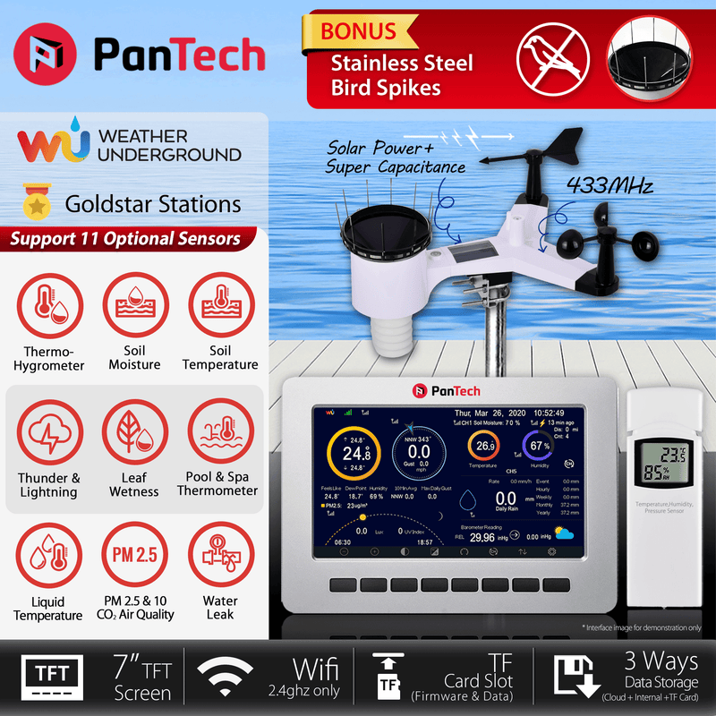 PanTech Wifi Weather Station TFT LCD Wireless Professional PT-HP2550-AU STOCK