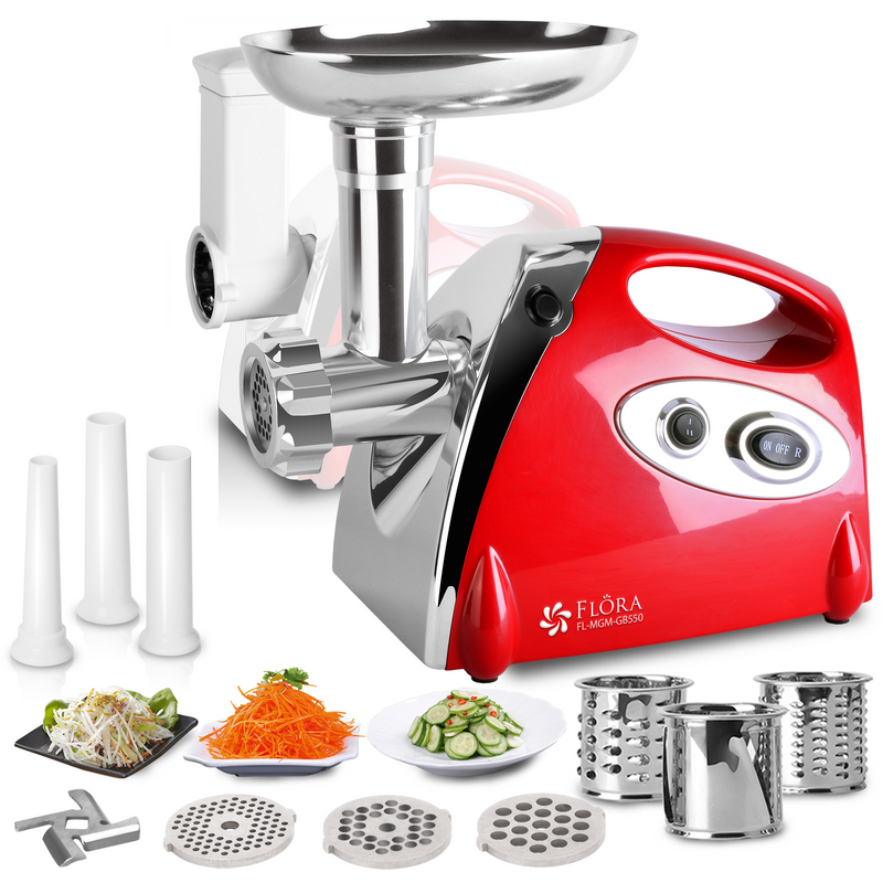 Flora Electric Meat Mincer with Slicer Shredder Kit