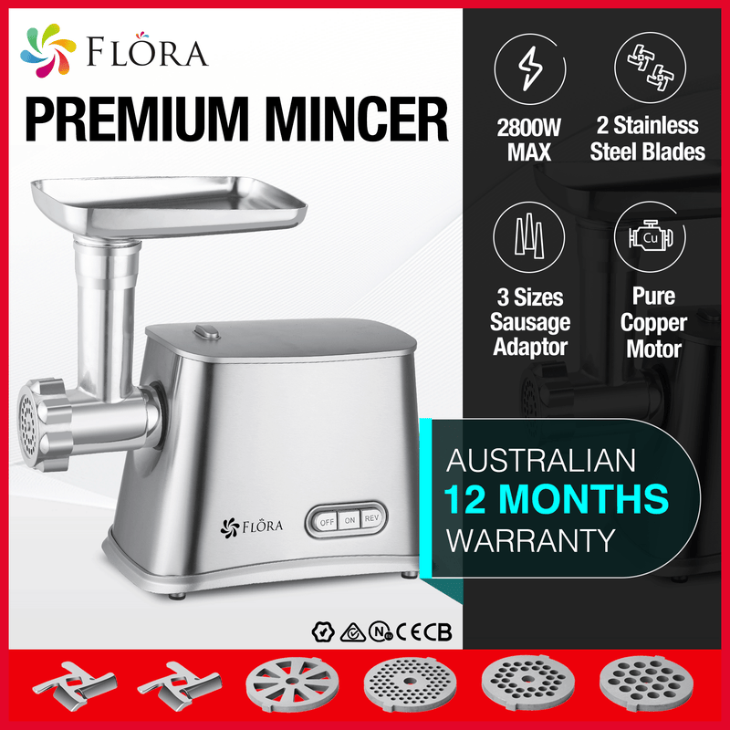 Flora Max 2800W Electric Meat Mincer Sausage Filler Stuffer Kibbeh Maker Machine-Elite Edition-Model: FL-MGM-GS550-AU Stock