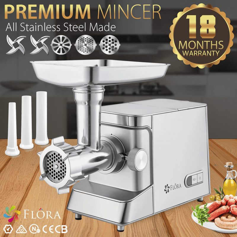 Flora Max 3400W Electric Meat Mincer Sausage Filler Stuffer Kibbeh Maker Machine-Ultra Edition-Model: FL-MGM-GH700-AU Stock
