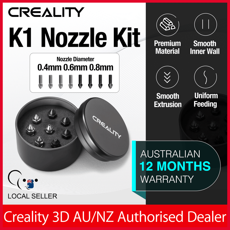 Creality K1 Nozzle Kit 0.4mm 0.6mm 0.8mm 3D Printer Nozzles, 4pcs Hardened Steel Nozzle &4pcs Copper Alloy Extruder Nozzles,High Thermal Conductivity High Flow for Creality K1, K1 MAX,CR-M4 3D Printer-AU Stock