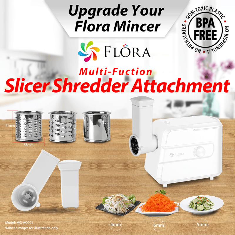 Flora Electric Meat Mincer - Slicer Shredder Attachment for Flora 500 550 Series - AU Stock