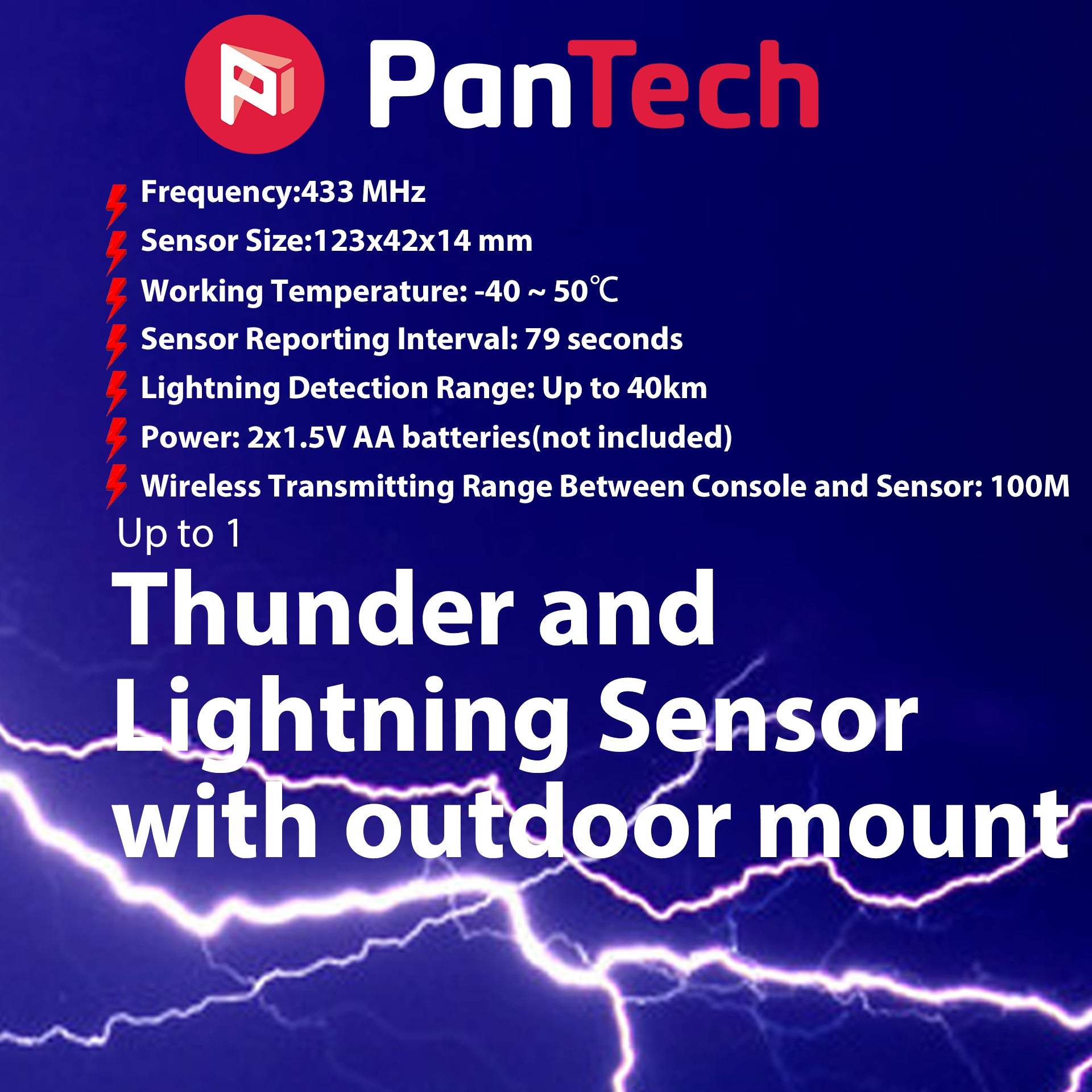 PanTech Weather Station Thunder and Lightning Sensor-Compatible with the PanTech Weather Station PT-HP2550, PT-HP2553, PT-HP2564,PT-GW1201,PT-WS3900-AU Stock