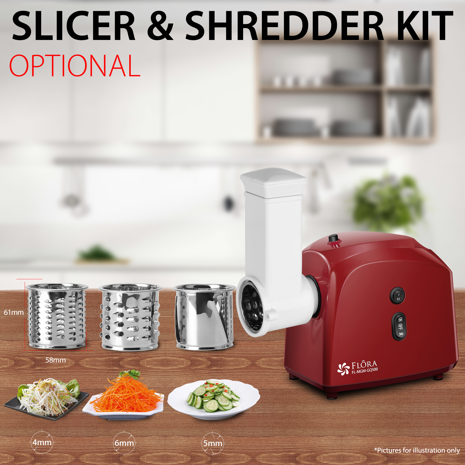 Flora Electric Meat Grinder Tomato Sauce Slicer Shredder PACKAGE