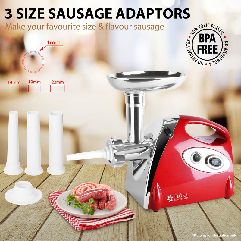 Flora Electric Meat Mincer-Poweful Electric Grinder 2800W -Stainless Steel Blades-Sausage Maker-Model: FL-MGM-Lite Edition-GB550-AU STOCK