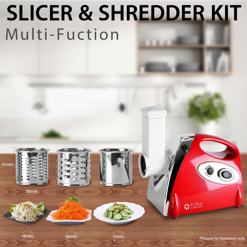 Flora Electric Meat Mincer with Slicer Shredder Kit-Powerful Electric Grinder 2800W -Stainless Steel Blades-Sausage Maker-Lite Edition-Model: FL-MGM-GB550-AU STOCK