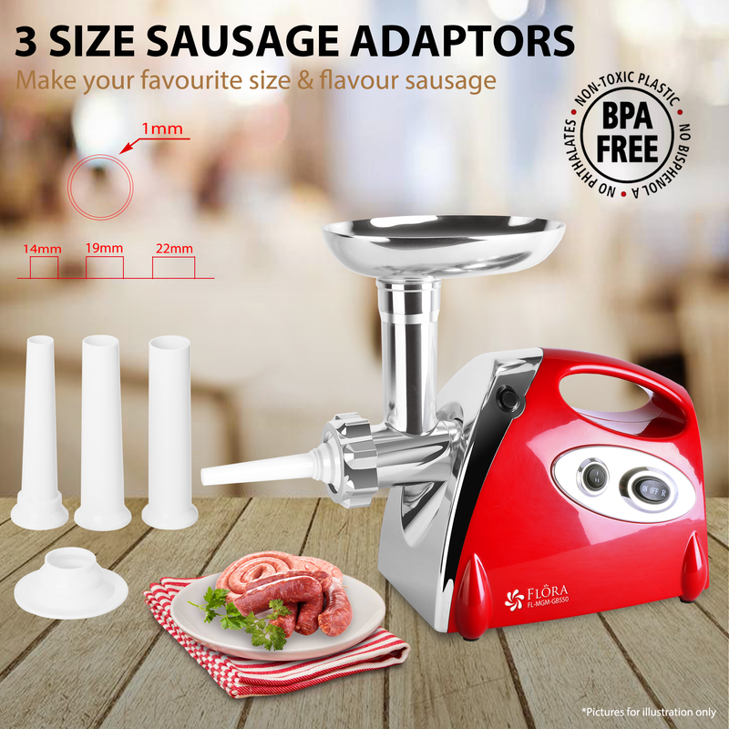 Flora Electric Mincer Meat Grinder Tomato Sauce Kit Package Stainless Steel-Lite Edition-Model: FL-MGM-GB550-AU STOCK