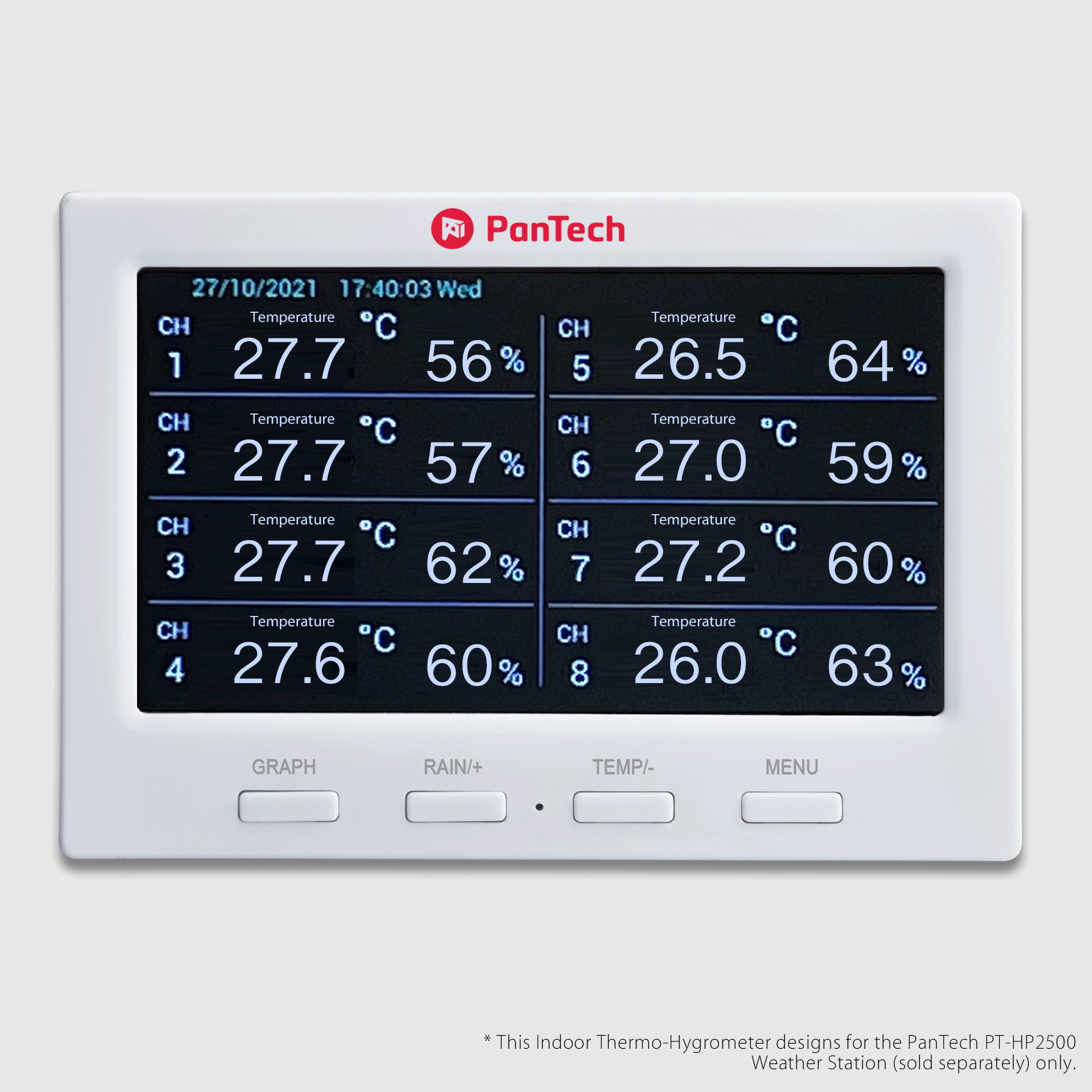Indoor Thermo Hygrometer design for PanTech Weather station PT HP2500 915MHz -This sensor is only compatible with the PT-HP2500- AU STOCK