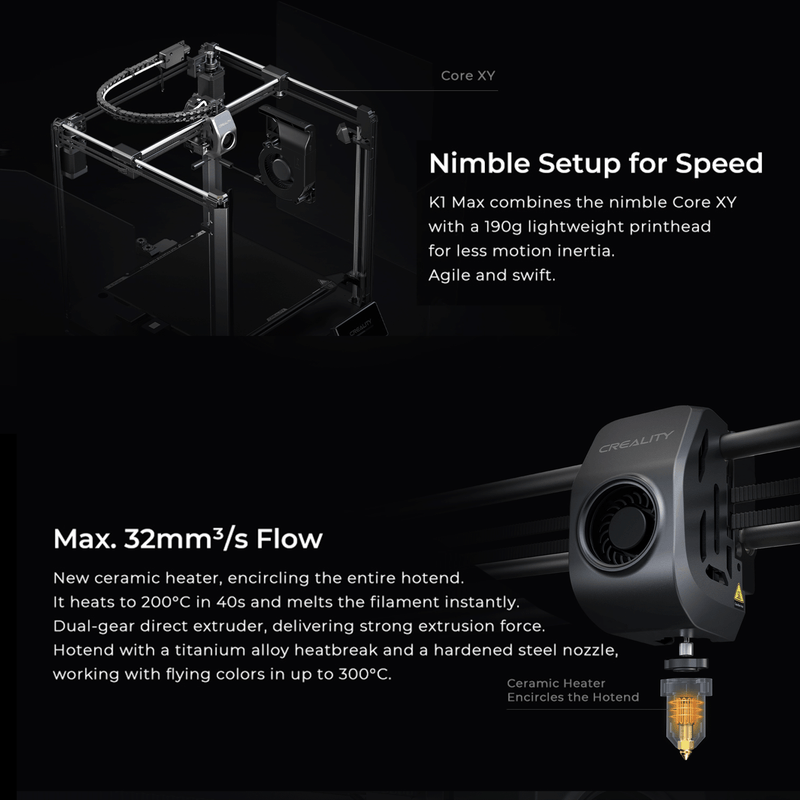 CREALITY K1 MAX SPEEDY 3D PRINTER (300x300x300mm) AI Speedy 3D Printer-AU Stock