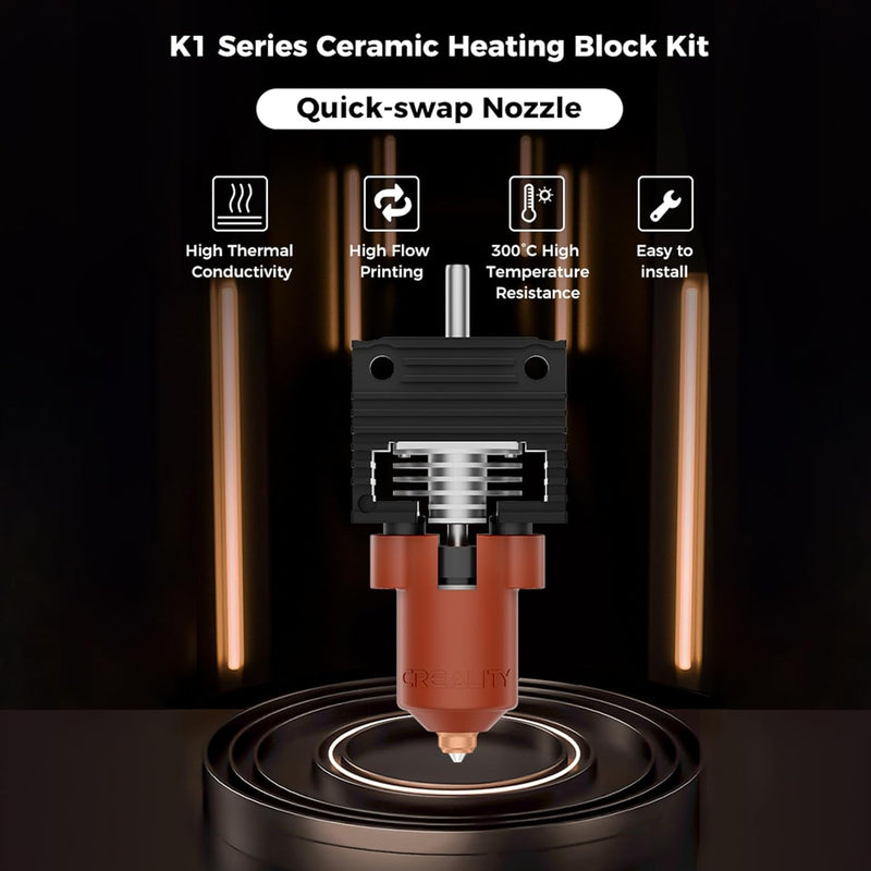 Creality K1 Series Ceramic Heating Block Kit with Quick-swap Nozzle Kit, 300°C High Temperature Resistance and High Flow Hot End Print Head with Heat Sink for K1, K1 Max, K1C 3D Printers