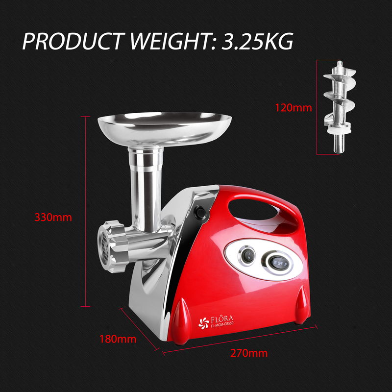 Flora Electric Meat Mincer-Poweful Electric Grinder 2800W -Stainless Steel Blades-Sausage Maker-Model: FL-MGM-Lite Edition-GB550-AU STOCK