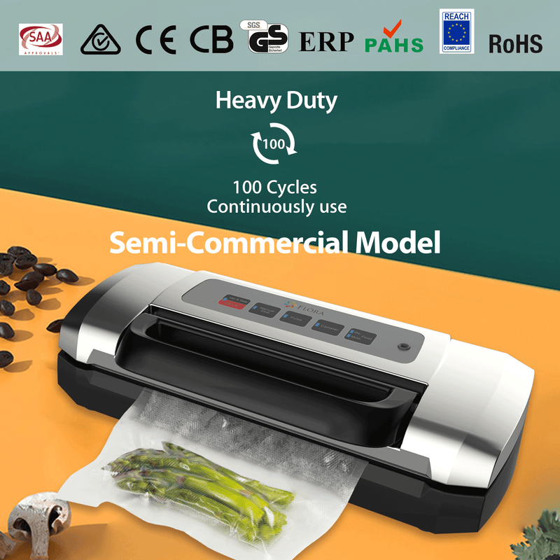 Flora Food Vacuum Sealer Saver Storage Machine Semi- Commercial Grade 110W 80Kpa-Model: FL-FVS-2688- AU Stock