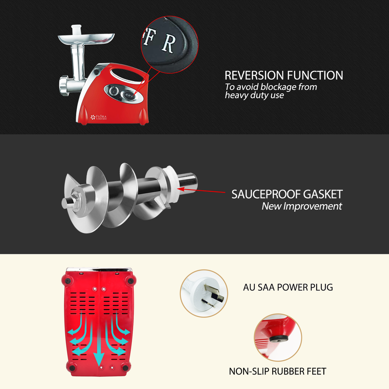 Flora Electric Mincer Meat Grinder Tomato Sauce Kit Package Stainless Steel-Lite Edition-Model: FL-MGM-GB550-AU STOCK