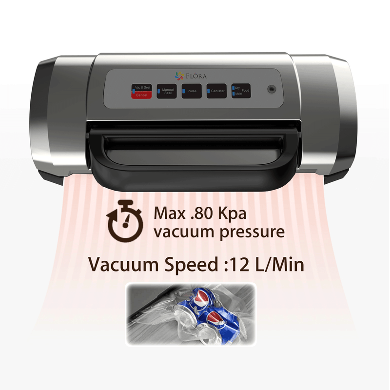 Flora Food Vacuum Sealer Saver Storage Machine Semi- Commercial Grade 110W 80Kpa-Model: FL-FVS-2688- AU Stock