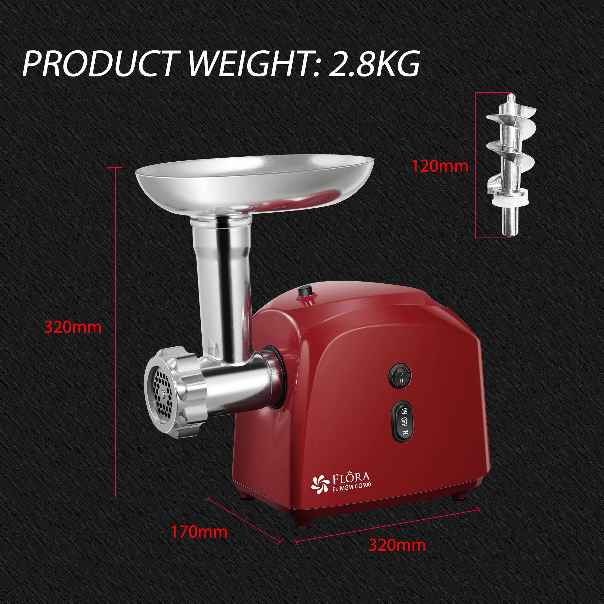 Flora Electric Meat Grinder Tomato Sauce Slicer Shredder PACKAGE