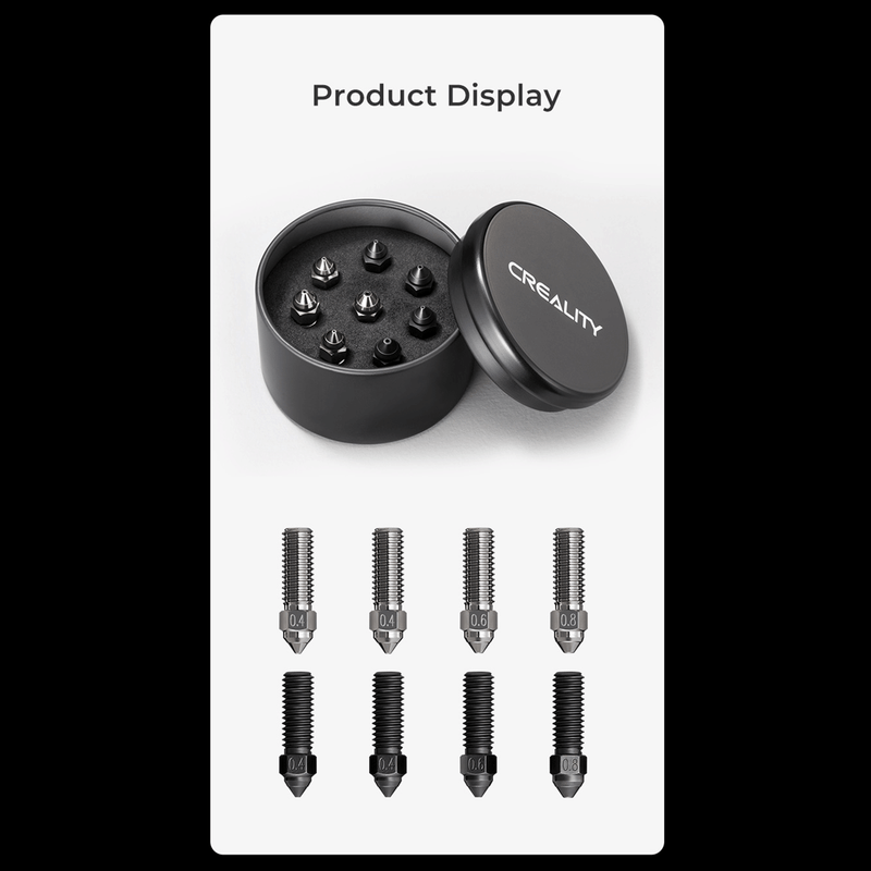 Creality K1 Nozzle Kit 0.4mm 0.6mm 0.8mm 3D Printer Nozzles, 4pcs Hardened Steel Nozzle &4pcs Copper Alloy Extruder Nozzles,High Thermal Conductivity High Flow for Creality K1, K1 MAX,CR-M4 3D Printer