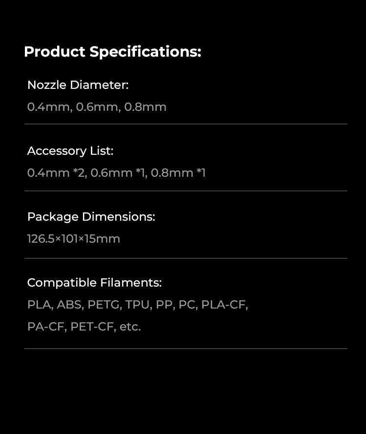 Creality K1C Ender-3 V3,Ender-3 V3 Plus Nozzles Unicorn Quick-Swap 3D Printer Nozzle Kit 0.4mm, 0.6mm, 0.8mm 4PCS-AU Stock