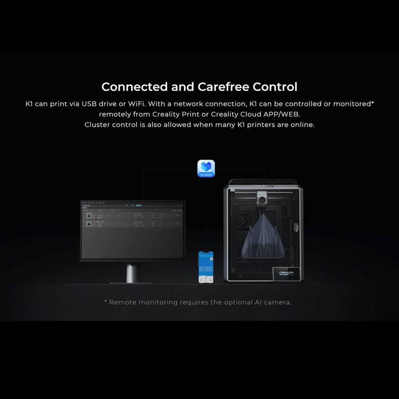 CREALITY K1 SPEEDY 3D PRINTER - New Version Extruder and Hotend Pre-installed- 600mm/s Max Speed - Hands-free Auto Leveling