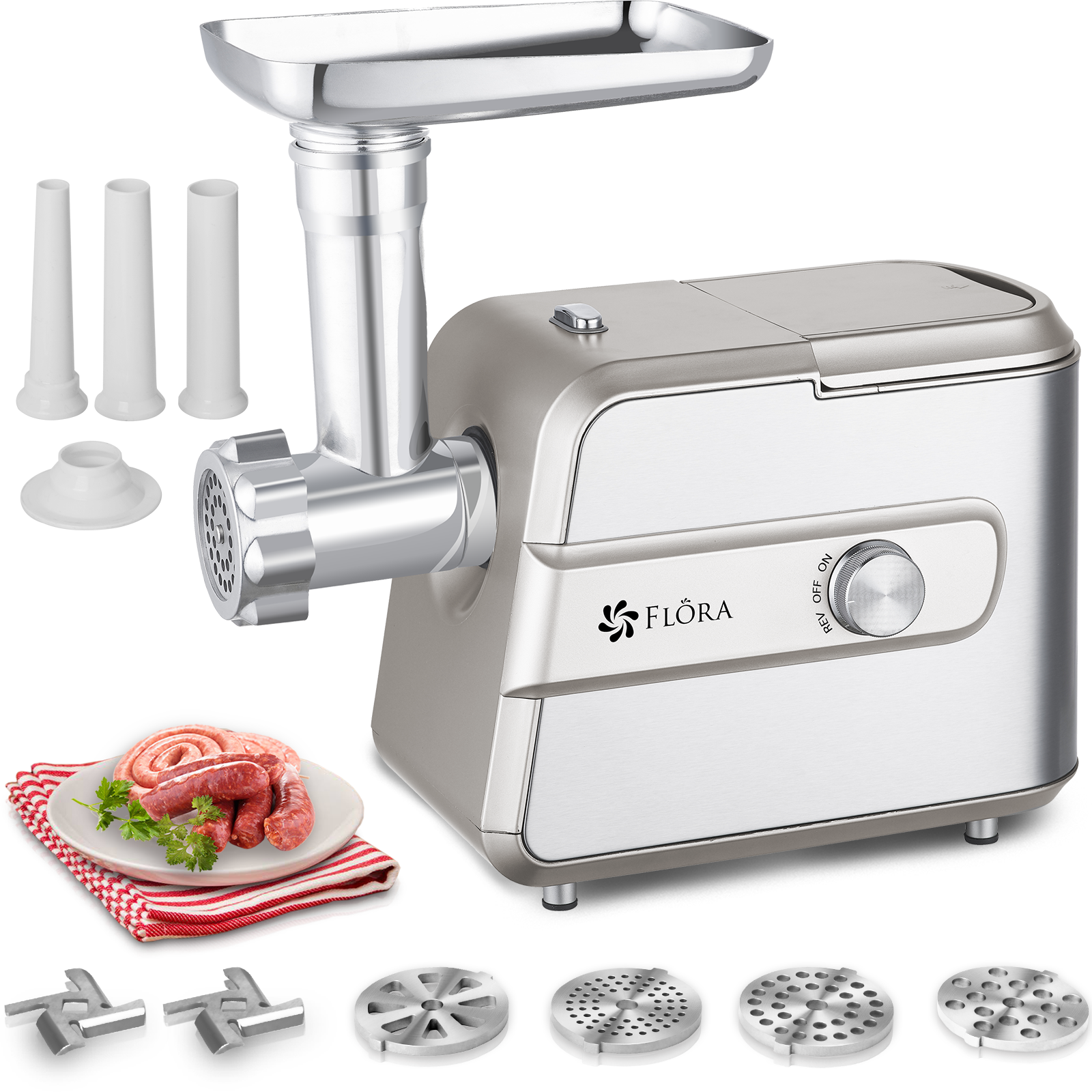 Flora Max 3000W Electric Meat Mincer-Sausage Filler Stuffer-Kibbeh Maker Machine-Premium Edition-Model Number:MGM-GT550-AU Stock