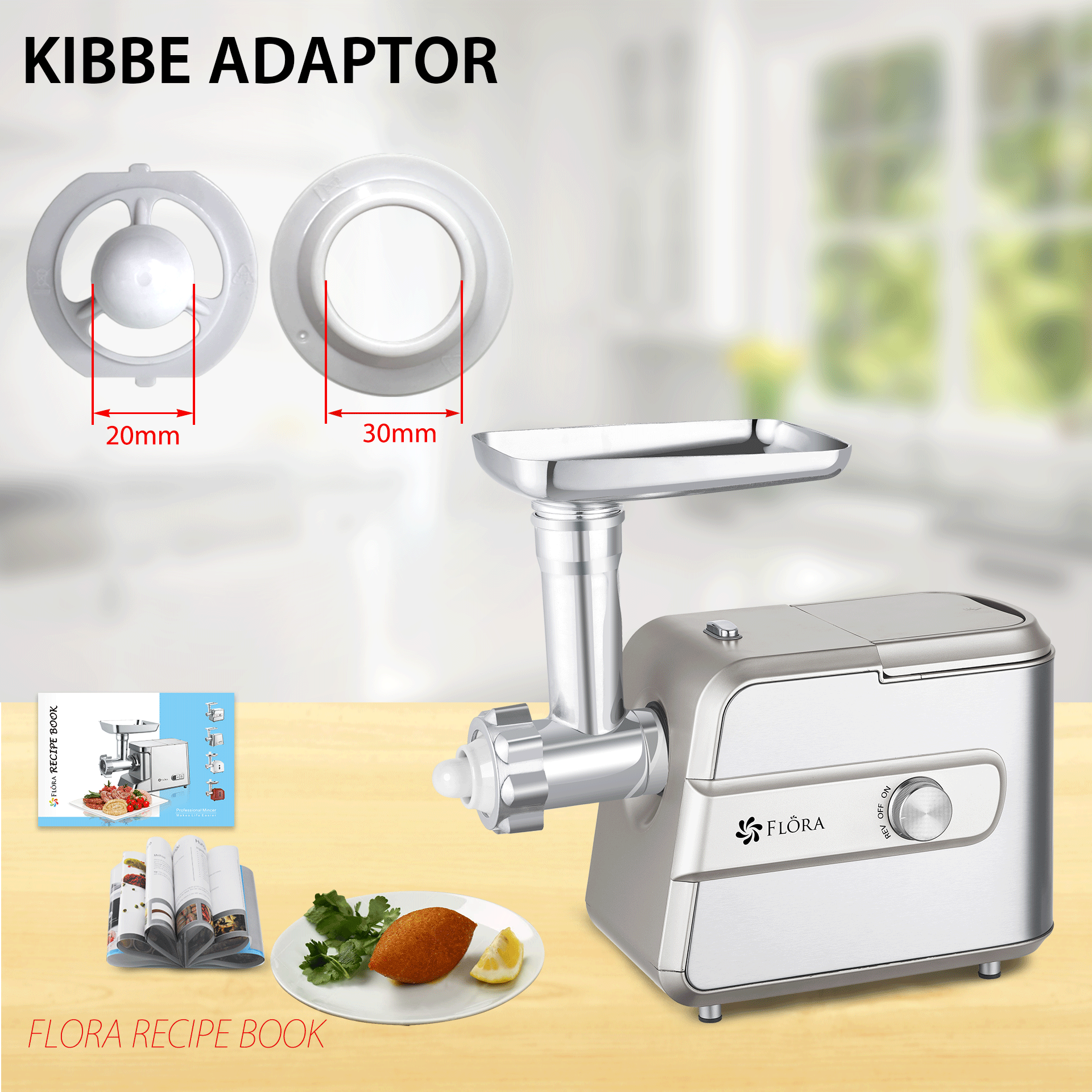 Flora Max 3000W Electric Meat Mincer-Sausage Filler Stuffer-Kibbeh Maker Machine-Premium Edition-Model Number:MGM-GT550-AU Stock