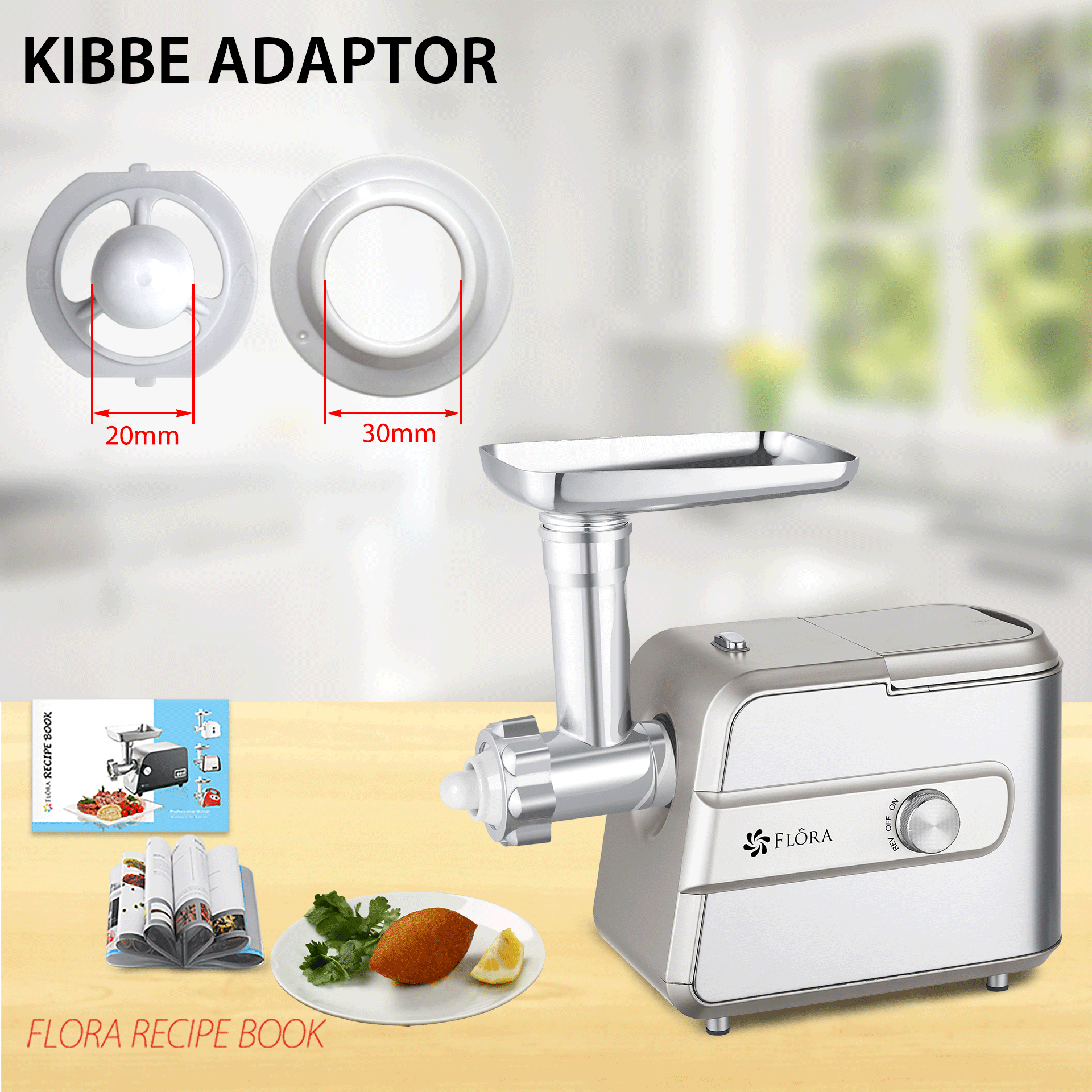 Flora Max 3000W Electric Meat Mincer Sausage Filler Kibbe Maker Tomato Sauce Kit-Premium Edition-Model: FL-MGM-GT550-AU Stock
