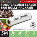 Flora Food Vacuum Sealer Bag Roll Storage Saver Seal rolls 5M 22cm or 28cm for FL-FVS-5199