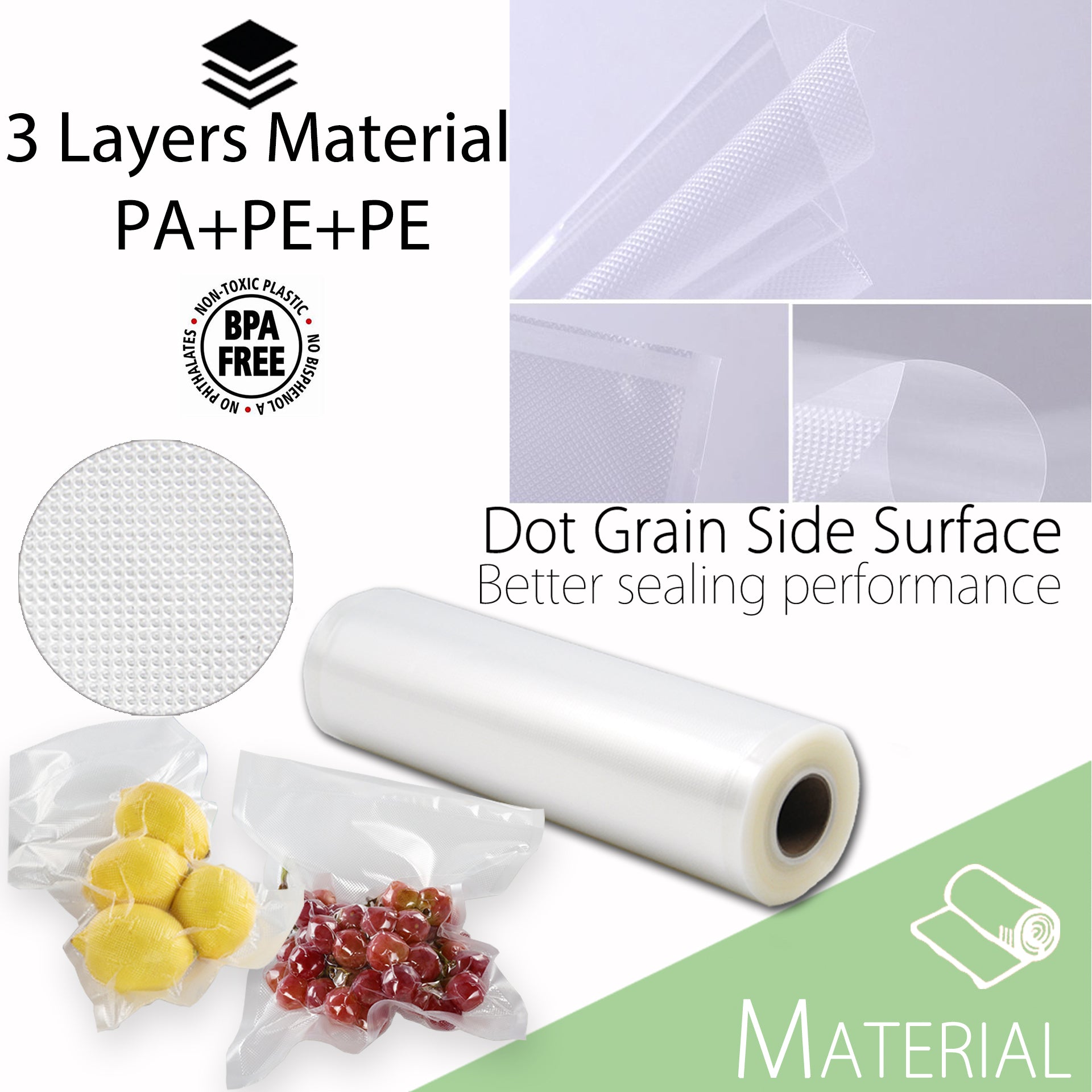 Flora Food Vacuum Sealer Bag Roll Storage Saver Seal rolls 22cm or 28cm 5M and 6M for FL-FVS-5199