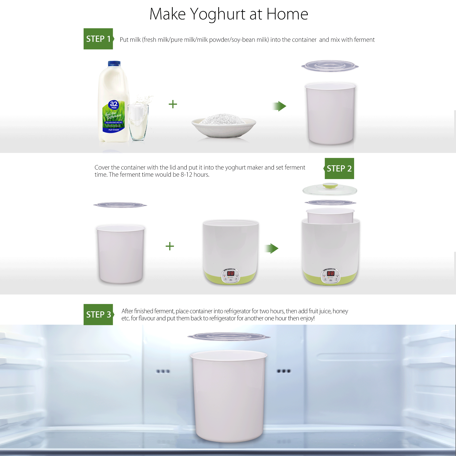Flora Yoghurt Machine-Yogurt Maker with 1L Capacity Jar-Electric Automatic-FDA Food Grade Jar-Rice Wine DIY-Home Made Yoghurt Strainer- Fermented Curd Maker-AU Local Seller Brand-FL-YME-110-AU STOCK