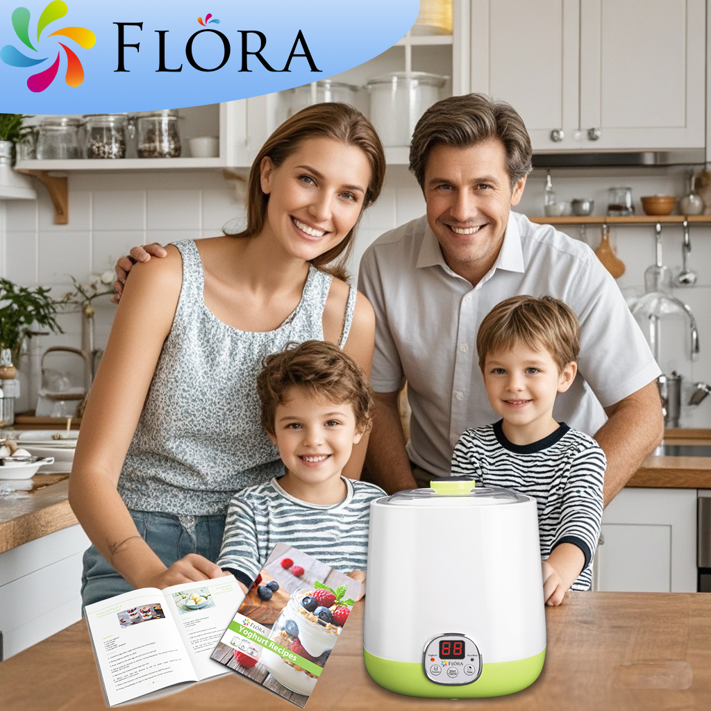 Flora Yoghurt Machine-Yogurt Maker with 1L Capacity Jar-Electric Automatic-FDA Food Grade Jar-Rice Wine DIY-Home Made Yoghurt Strainer- Fermented Curd Maker-AU Local Seller Brand-FL-YME-110-AU STOCK