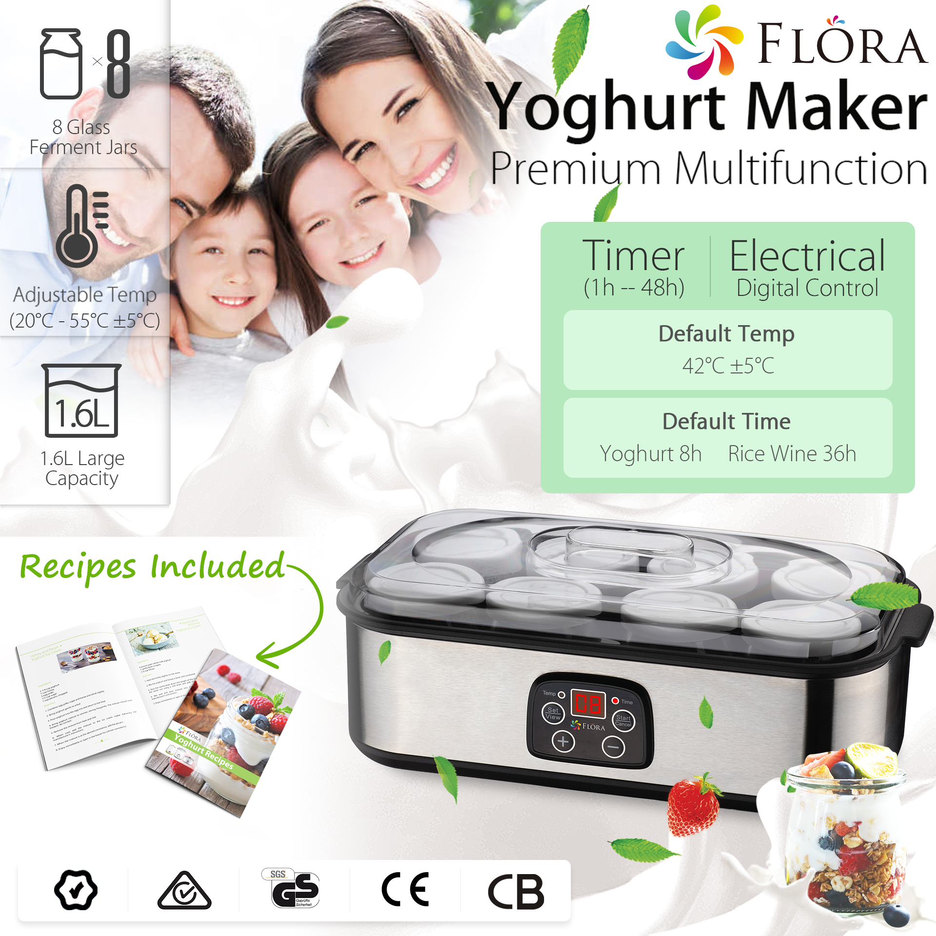 Flora Yoghurt Maker Machine FL-YME-816 02
