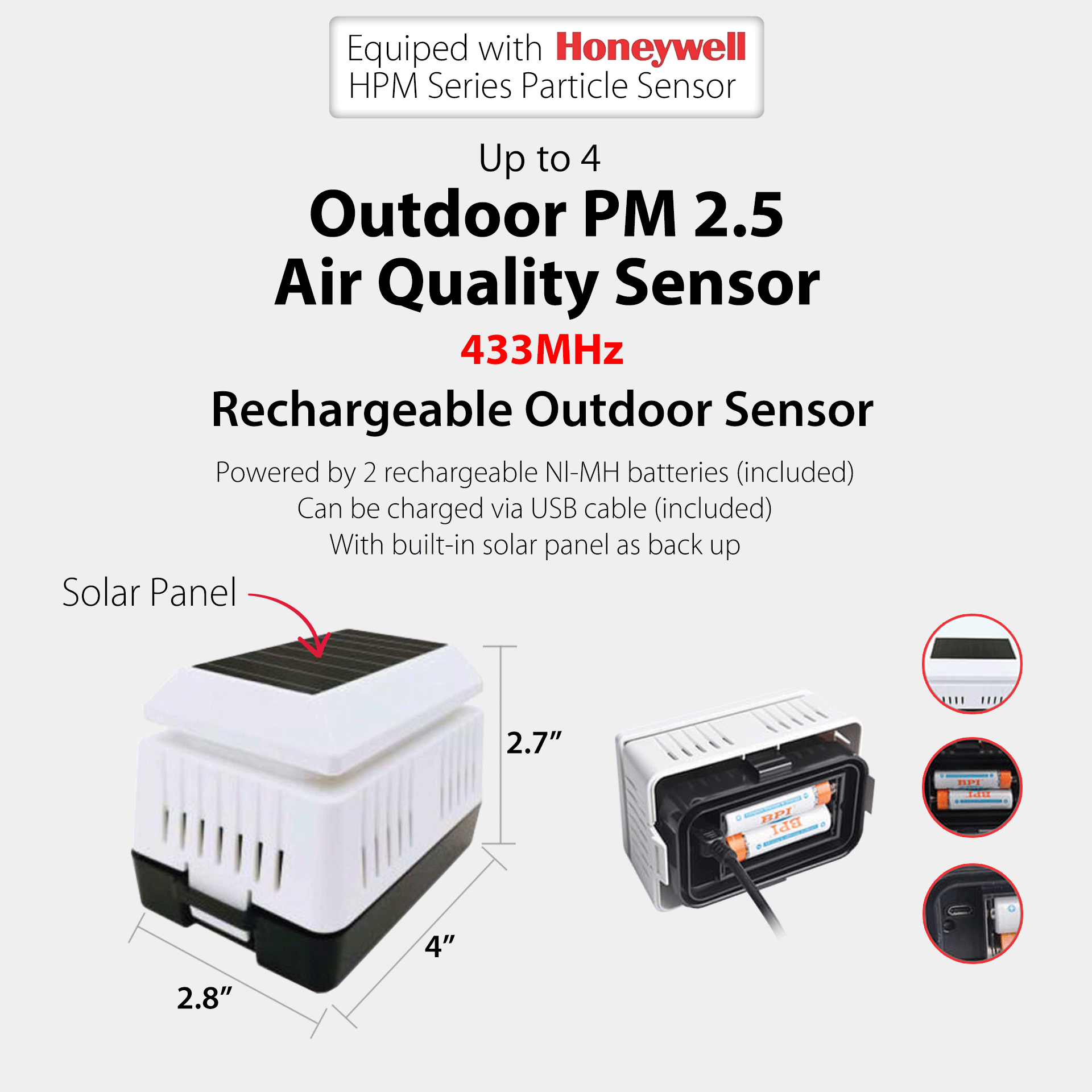 PanTech Indoor PM2.5 Air Quality Sensor design for PanTech Weather Station PT-HP2550 & PT-HP2553-AU STOCK