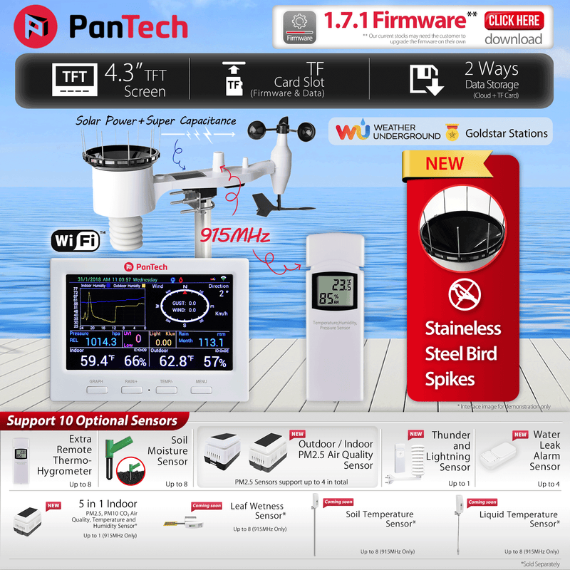 PanTech Weather Station Wifi Rain Gauge Anemometer Wireless Solar PT-HP2500-AU Stock