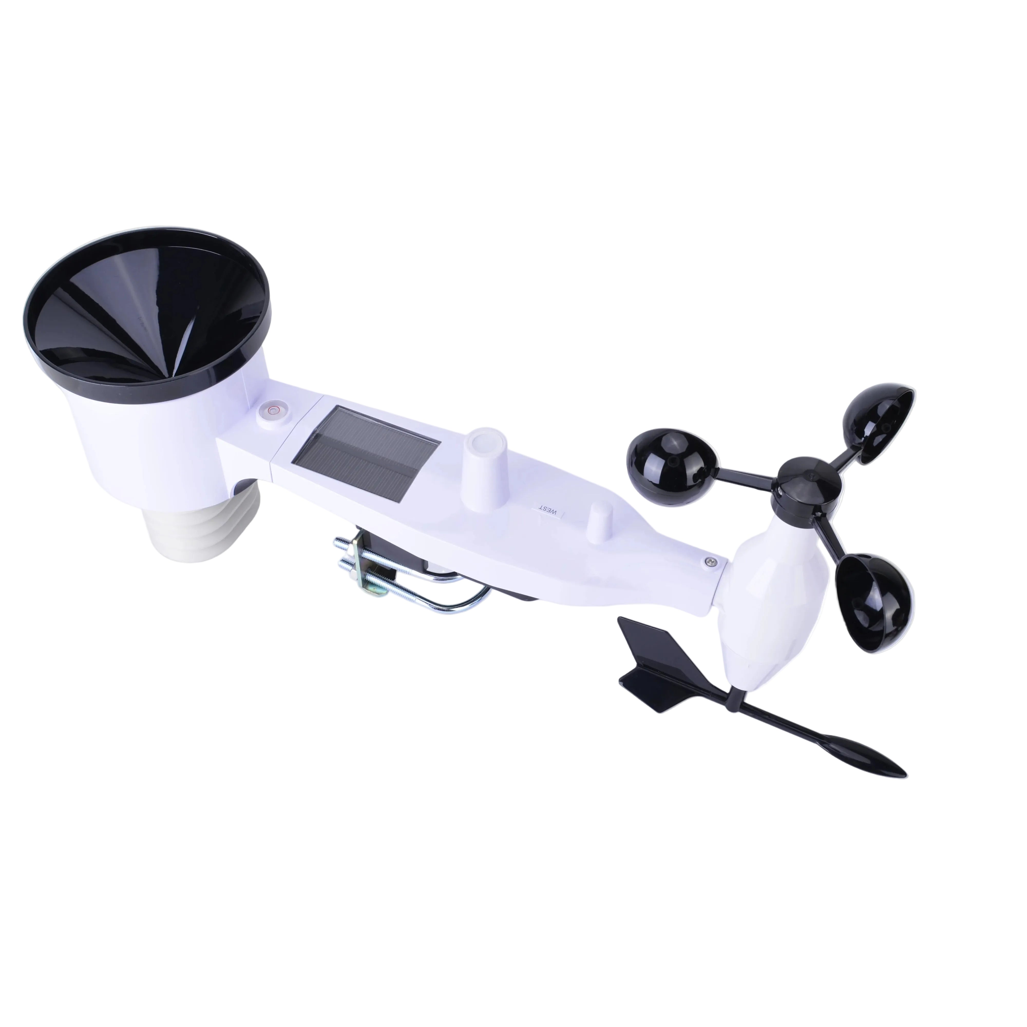 White and black device with solar panel on a white background