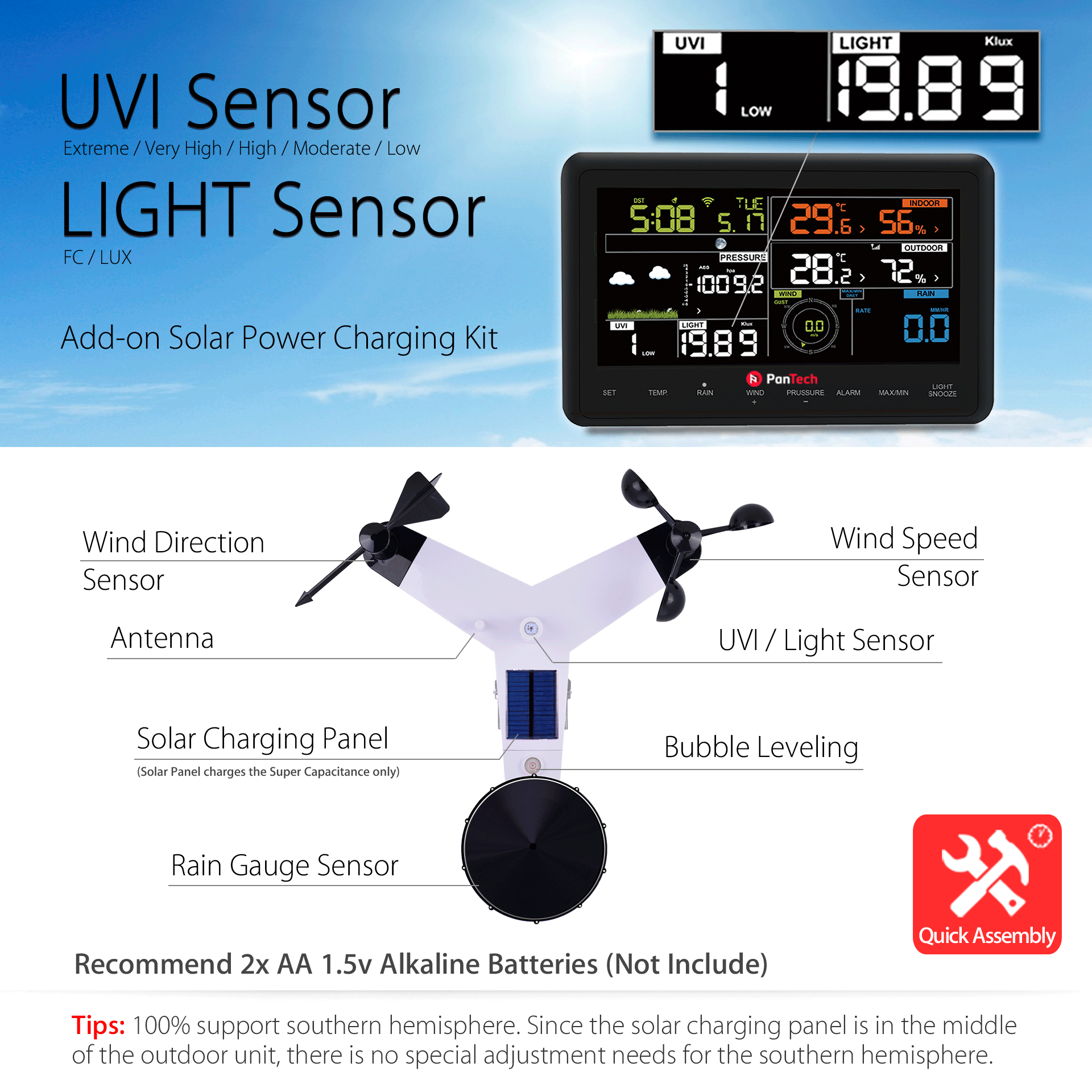 PanTech Weather Station Wireless Australia Weather Monitor PT-WH2900-07