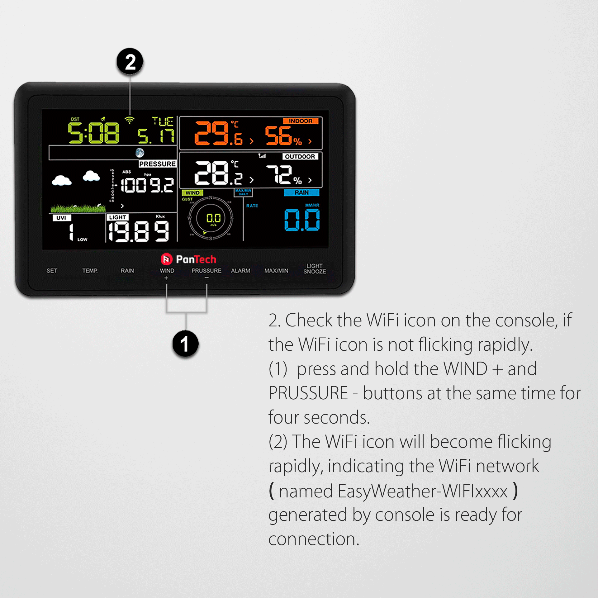 PanTech Weather Station Wireless Australia Weather Monitor PT-WH2900-15