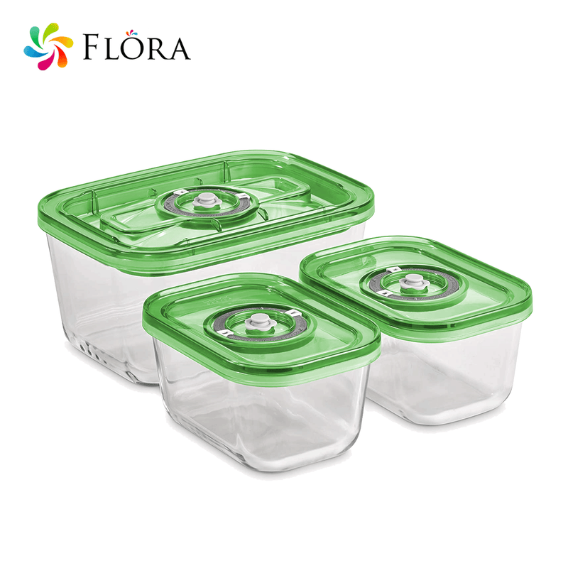 flora Glass Food Vacumm Canister Container