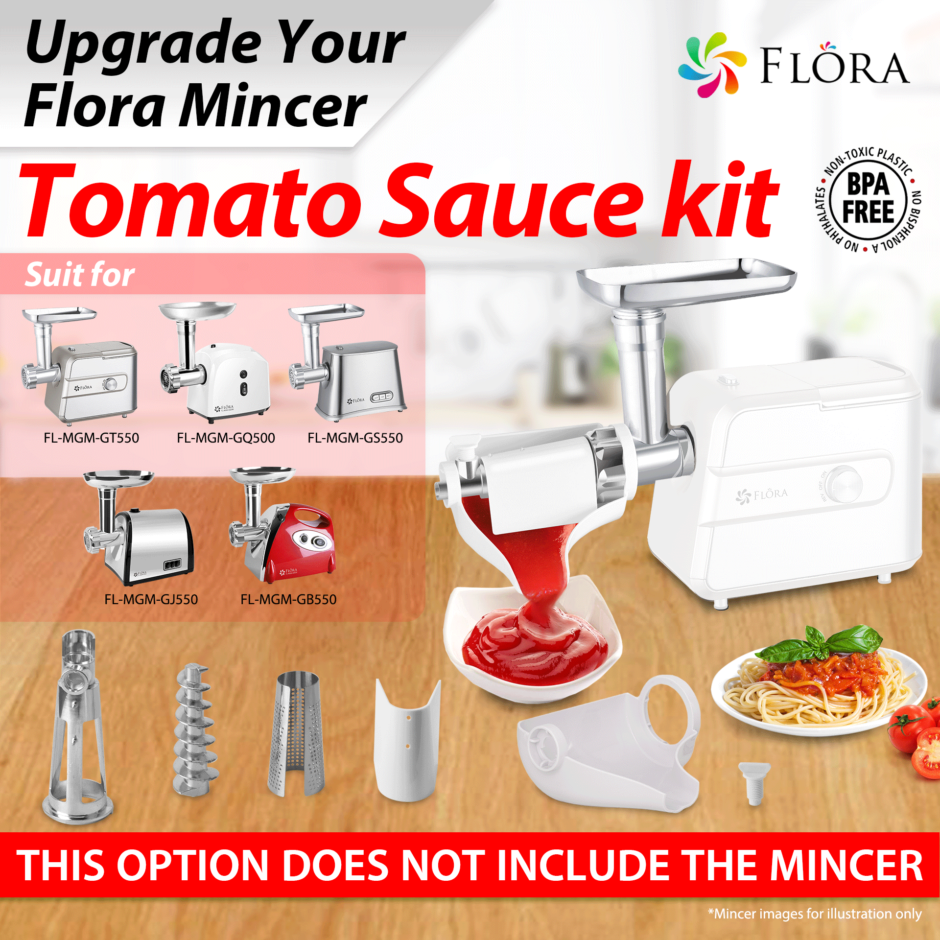 Flora Electric Meat Mincer Tomato Sauce Maker Kit for Flora 500 550 Series Electric Meat Mincer Grinder - AU STOCK