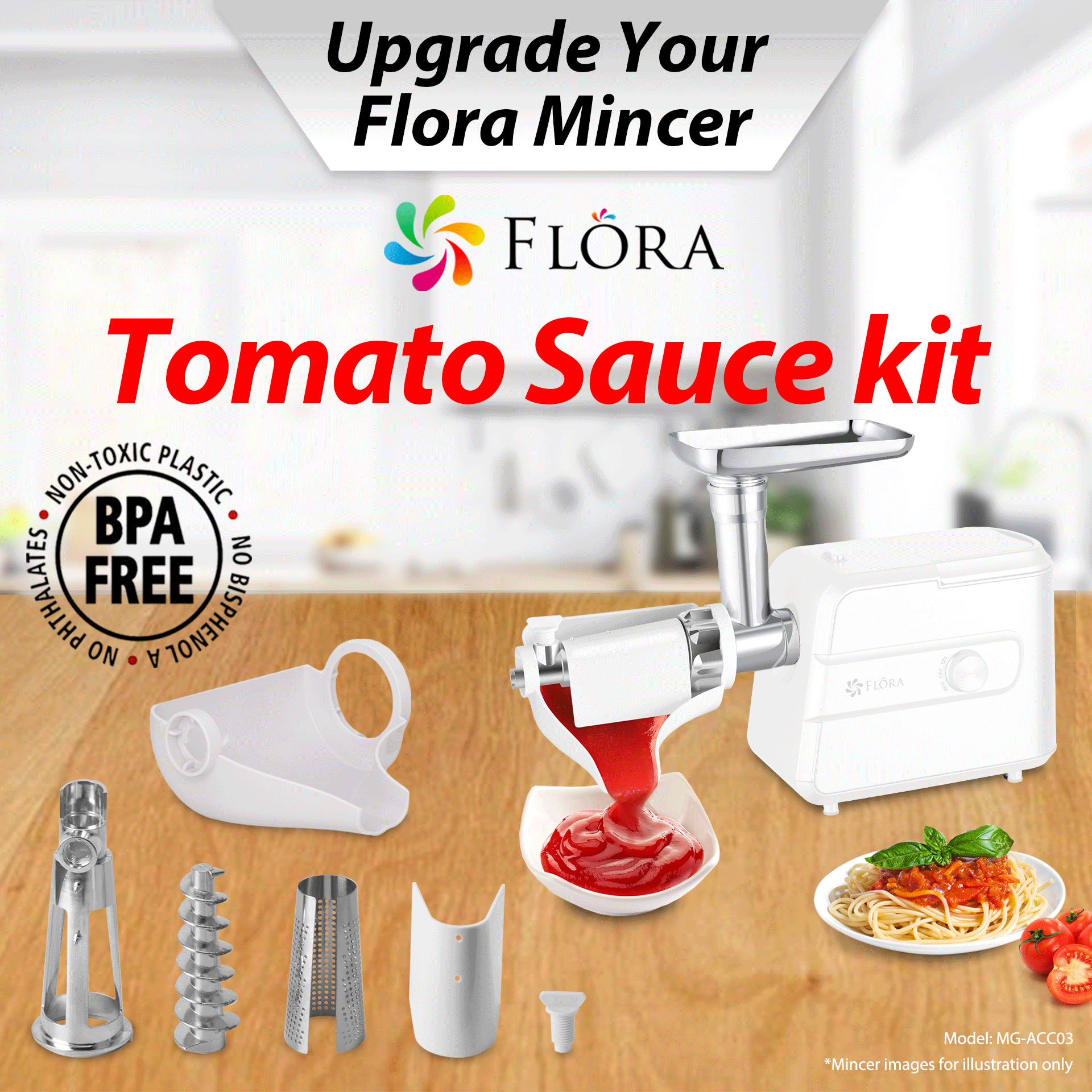 Flora Electric Meat Mincer Tomato Sauce Maker Kit for Flora 500 550 Series Electric Meat Mincer Grinder - AU STOCK