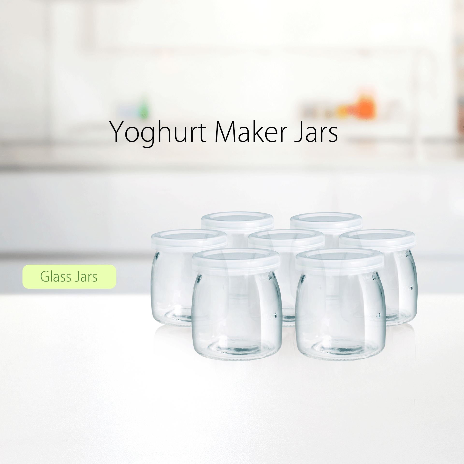 Flora Yoghurt  Glass Jars Pudding Jar with Lid Clear Glass Jar for Homemade Yogur-Designed for FL-YME-715 Yoghurt Maker Machine - AU Stock